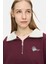 Yoko Bordo Fermuarlı Baskılı Oversize Fit Kadın Sweatshirt 4