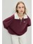 Yoko Bordo Fermuarlı Baskılı Oversize Fit Kadın Sweatshirt 5