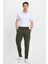 Erkek Regular Fit Klasik Kesim Beli Lastikli Bağcıklı Koyu Haki Jogger Pantolon 3