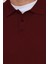 Erkek Standart Fit Normal Kesim Pamuklu Polo Yaka Bordo Kazak 3