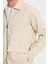 Erkek Relax Fit Rahat Kesim Çift Cep Kapaklı Fermuarlı Beli Lastikli Düz Bej Ceket Mont Gömlek 3