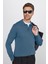 Erkek Standart Fit Normal Kesim Pamuklu Polo Yaka Indigo Kazak 1