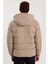 Erkek Relax Fit Rahat Kesim Çift Cepli Çıkarılabilir Kapüşonlu Kum Rengi Şişme Mont 7