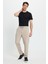 Erkek Regular Fit Klasik Kesim Beli Lastikli Bağcıklı Bej Jogger Pantolon 4