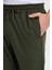 Erkek Regular Fit Klasik Kesim Beli Lastikli Bağcıklı Koyu Haki Jogger Pantolon 3