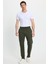 Erkek Regular Fit Klasik Kesim Beli Lastikli Bağcıklı Koyu Haki Jogger Pantolon 5