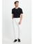 Erkek Regular Fit Klasik Kesim Beli Lastikli Bağcıklı Koyu Beyaz Jogger Pantolon 4