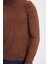 Erkek Slim Fit Dar Kesim Yumuşak Dokulu Tüylenmeyen Kahverengi Yarım Balıkçı Yaka Triko Kazak 3