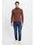 Erkek Slim Fit Dar Kesim Yumuşak Dokulu Tüylenmeyen Kahverengi Yarım Balıkçı Yaka Triko Kazak 5