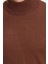 Erkek Slim Fit Dar Kesim Yumuşak Dokulu Tüylenmeyen Kahverengi Yarım Balıkçı Yaka Triko Kazak 7