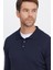 Erkek Standart Fit Normal Kesim Pamuklu Polo Yaka Lacivert Kazak 2