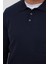 Erkek Standart Fit Normal Kesim Pamuklu Polo Yaka Lacivert Kazak 3