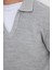 Erkek Slim Fit Dar Kesim Polo Yaka Gri Kazak 3