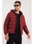 Erkek Relax Fit Rahat Kesim Çift Cepli Çıkarılabilir Kapüşonlu Bordo Şişme Mont 1