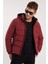 Erkek Relax Fit Rahat Kesim Çift Cepli Çıkarılabilir Kapüşonlu Bordo Şişme Mont 5