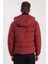 Erkek Relax Fit Rahat Kesim Çift Cepli Çıkarılabilir Kapüşonlu Bordo Şişme Mont 7