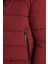 Erkek Relax Fit Rahat Kesim Çift Cepli Çıkarılabilir Kapüşonlu Bordo Şişme Mont 3