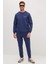 Erkek Relax Fit Pamuklu 3 Iplik Yumuşak Dokulu Içi Polarlı Bisiklet Yaka Lacivert Eşofman Takımı 5
