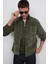 Erkek Regular Fit Rahat Kesim Fitilli Kadife Görünüm Düğmeli Yaka Haki Ceket Gömlek 5