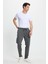 Erkek Regular Fit Klasik Kesim Beli Lastikli Bağcıklı Koyu Gri Jogger Pantolon 5