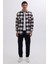 Erkek Slim Fit Dar Kesim Uzun Kollu Kapaklı Çift Cepli Kareli Kışlık Oduncu Gömlek 4