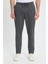 Erkek Regular Fit Klasik Kesim Beli Lastikli Bağcıklı Koyu Gri Jogger Pantolon 1