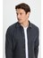 Erkek Slim Fit Dar Kesim Uzun Kollu Düz Kışlık Oduncu Koyu Gri Gömlek 5