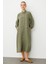 Chooban Dikiş Detaylı Ipekçe Kumaş Konforlu Kap Ferace-Haki 2