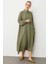 Chooban Dikiş Detaylı Ipekçe Kumaş Konforlu Kap Ferace-Haki 3