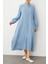 Chooban Dikiş Detaylı Ipekçe Kumaş Konforlu Kap Ferace-Mavi 5