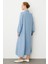 Chooban Dikiş Detaylı Ipekçe Kumaş Konforlu Kap Ferace-Mavi 6