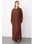 Y Yaka Ply-Cupra Garni Detaylı Spor Elbise Kap Ferace-Kahve 1