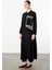 Ht Soho Desen Ince Ipekçe Dökümlü Spor Zamansız Kap Ferace-Siyah 2