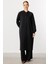 Rozza Kol Işlemeli Pamuk Karışımlı Ince Kap Ferace-Siyah 3