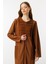 Nervur Detaylı Spor Dökümlü Kumaş Ferace Kap-Kahve 4