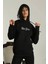 Sırt Baskılı Oversize Üç Iplik Kapüşonlu Sweatshirt 1