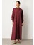 Soft Modal Kol ve Yaka Ribanalı Sade Elbise Kap Ferace-Bordo 1