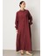 Soft Modal Kol ve Yaka Ribanalı Sade Elbise Kap Ferace-Bordo 2