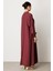 Soft Modal Kol ve Yaka Ribanalı Sade Elbise Kap Ferace-Bordo 4