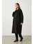 Yün Dokulu Özel Polyviskon Kumaş Astarsız Giy Çık Kap Kaban-Siyah 2