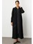 Poly Cupra Krep Doku Mix File Aks Detaylı Aatarlı Mevsimlik Trench/ Kap-Siyah 1