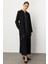 Poly Cupra Krep Doku Mix File Aks Detaylı Aatarlı Mevsimlik Trench/ Kap-Siyah 2