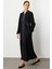 Poly Cupra Krep Doku Mix File Aks Detaylı Aatarlı Mevsimlik Trench/ Kap-Siyah 3