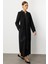 Poly Cupra Krep Doku Mix File Aks Detaylı Aatarlı Mevsimlik Trench/ Kap-Siyah 7