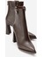 Aja Kahverengi Cilt Kadın Kalın Topuklu Çizme Olabilen Bot 4