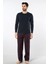 Erkek Poplin O Yaka Uzun Kollu Pijama Takım 2239/BORDO 1 1