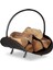 Metal Saplı Şömine Siyah Oval Odunluk Sepeti – 48 × 34 × 35 cm Firewood Basket 1