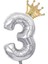 Gitti Gümüş 3 Rakam ve Gold Kral Tacı Folyo Balon Doğum Günü Parti Kutlama Seti 1