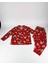 Kadın Teddy Bear Ayıcık Desenli Süet Düğmeli Pijama Takımı (Kırmı 4