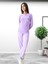 Sweet Kalp Desenli Pamuk Kadın Pijama Takımı (Eflatun) Mor 2